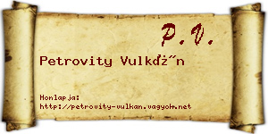 Petrovity Vulkán névjegykártya